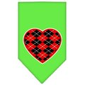 Unconditional Love Argyle Heart Red Screen Print Bandana Lime Green Small UN847749